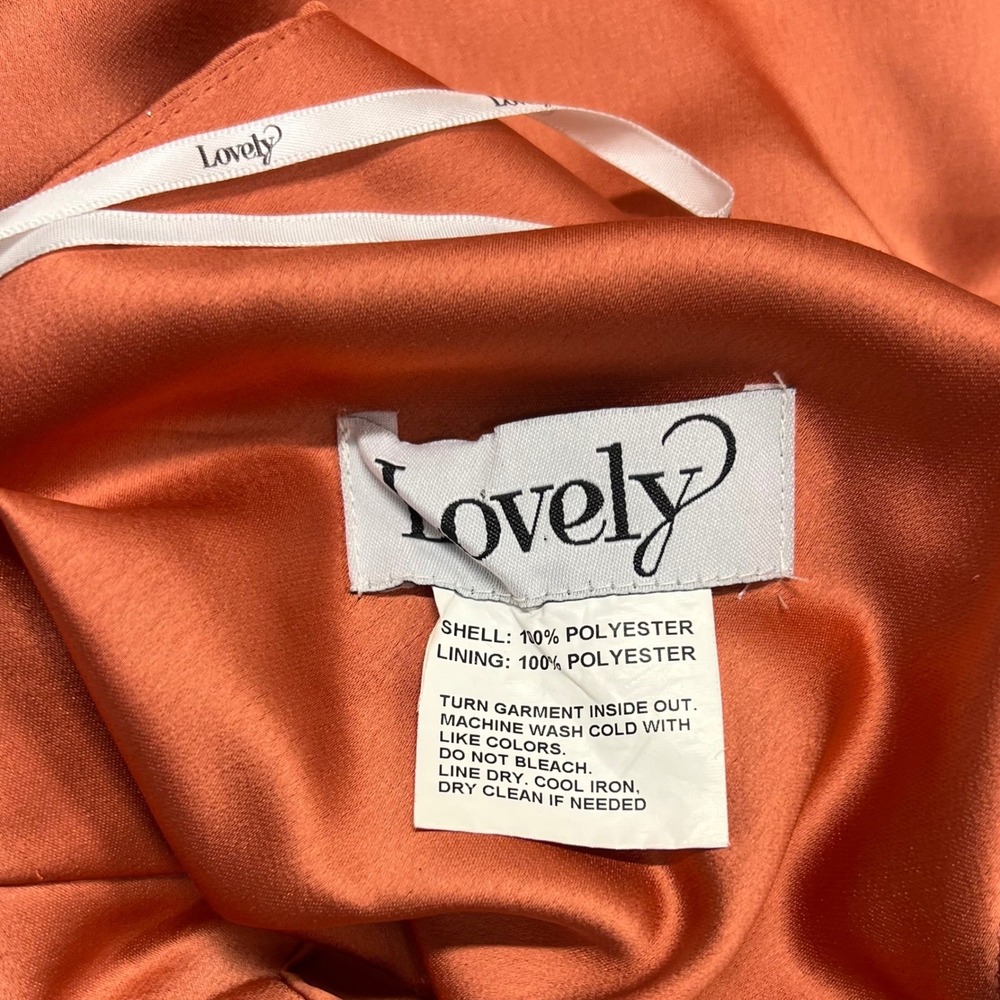 Lovely Terracotta Copper Halter Neck Maxi Bridesmaid Formal Prom LB025 Dress M L - Picture 6 of 11